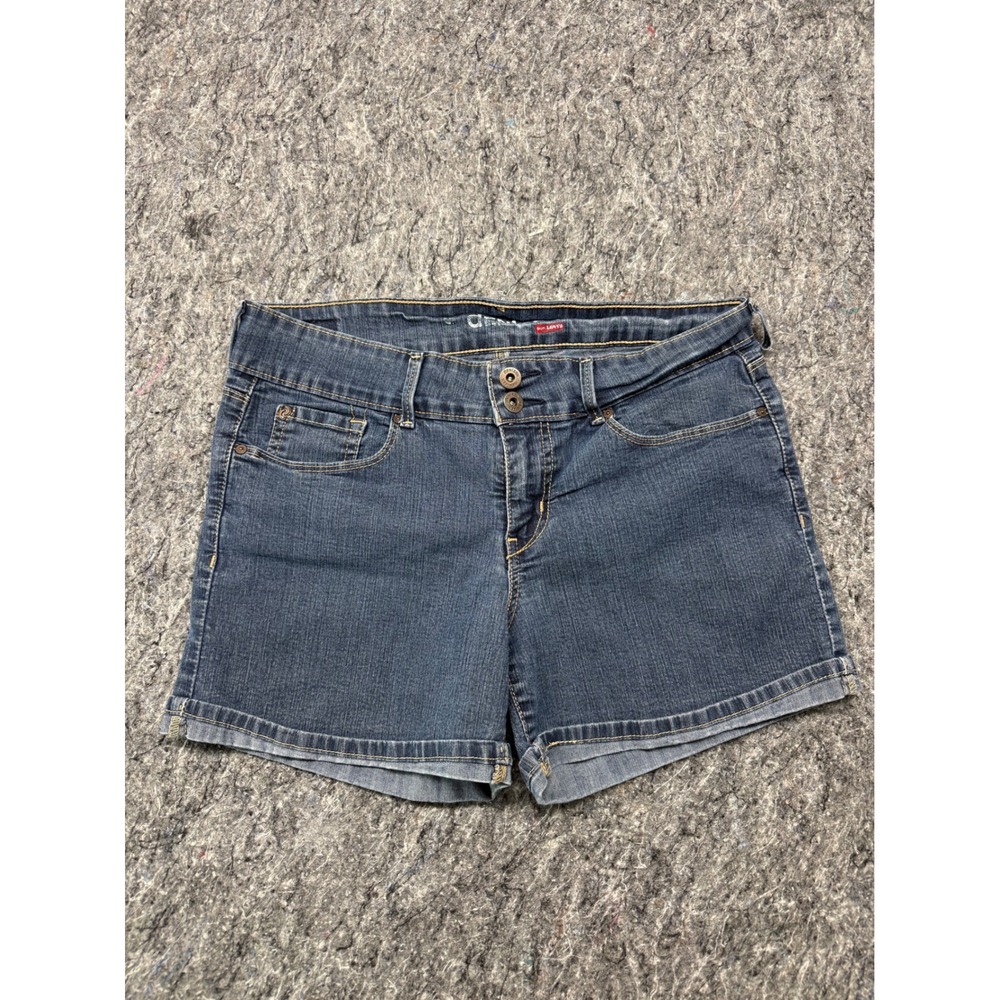 Denizen from Levis Womens Dark Wash Denim Shorts Double Button Size 8 Stretch